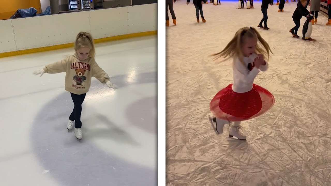 Young Girl Dazzles Parents With Ice Skating Skills