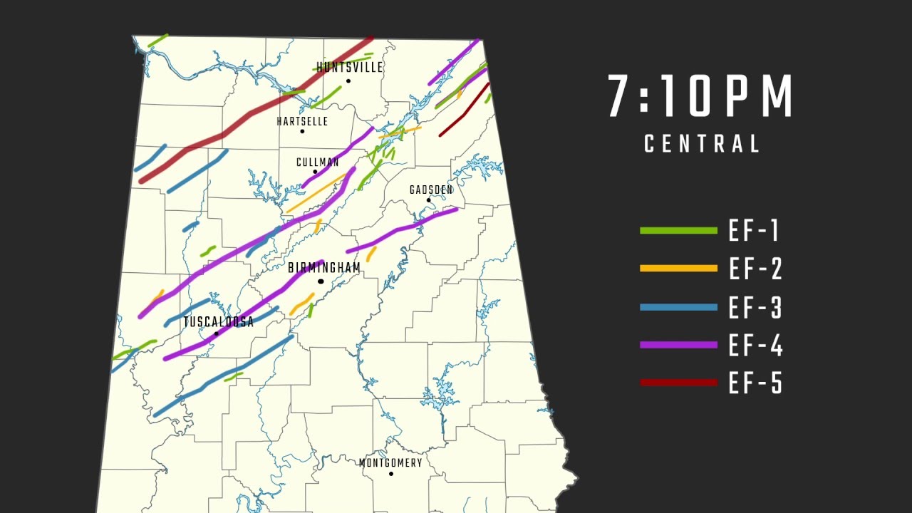 Tracking every tornado that passed through Alabama on April 27, 2011