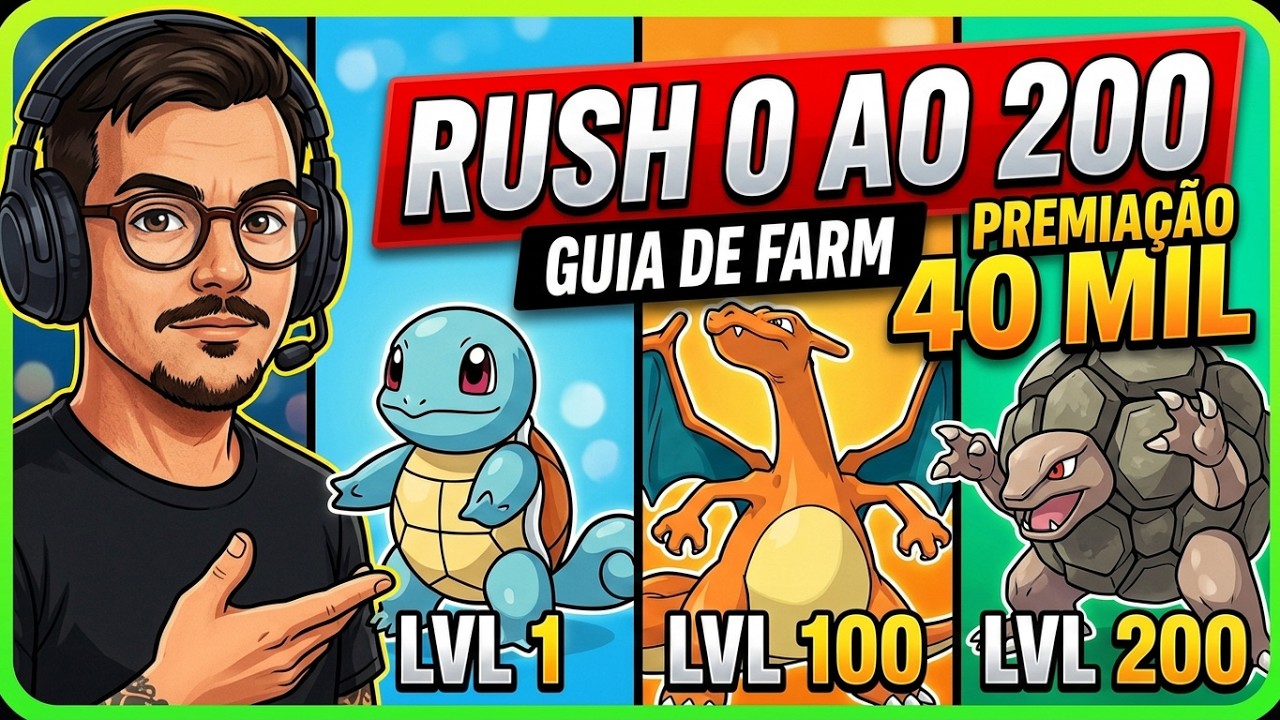 POKE IDLE WORLD: Rush do 0 ao 200 muito r&aacute;pido na pratica sem erro (Guia de Farm e Pr&ecirc;mio 40 Mil)
