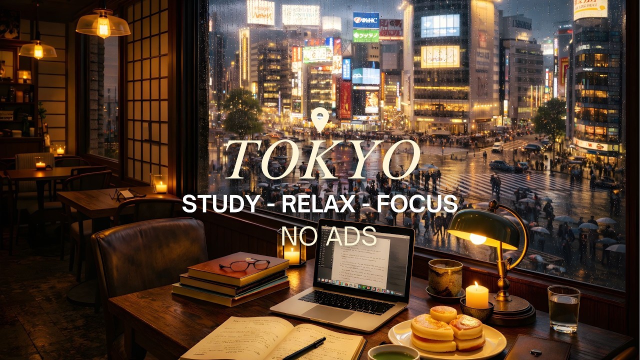 Rainy Café Tokyo☕ Piano Jazz & Rain sounds for Study, Relaxation & Inspiration | No Ads