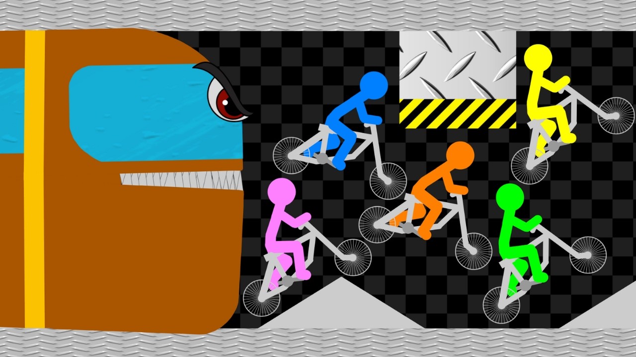 Escape From Bus Eater - Survival Stickman Bicycle Race