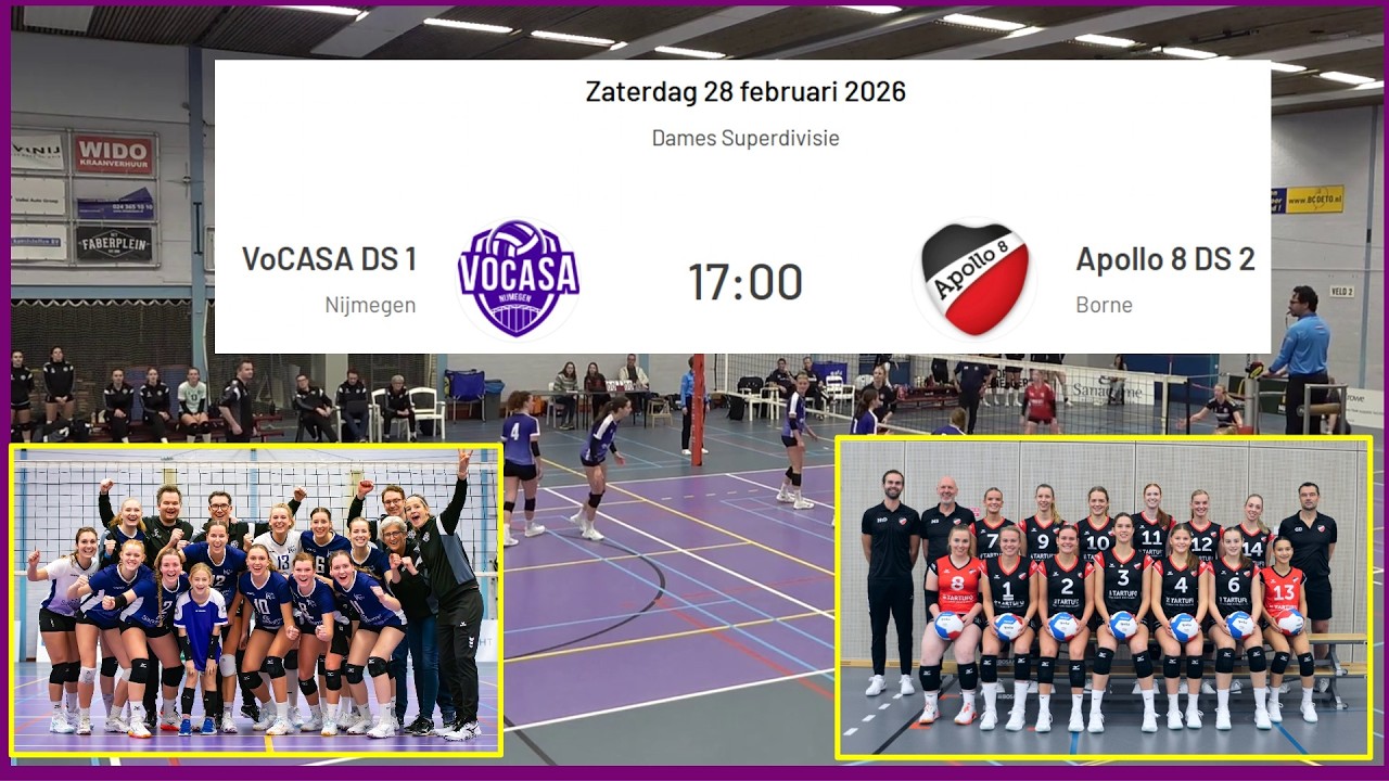 VoCASA D1 - Apollo8  D2 (28 feb 2026, 17.00u) Superdivisie Dames Volleybal