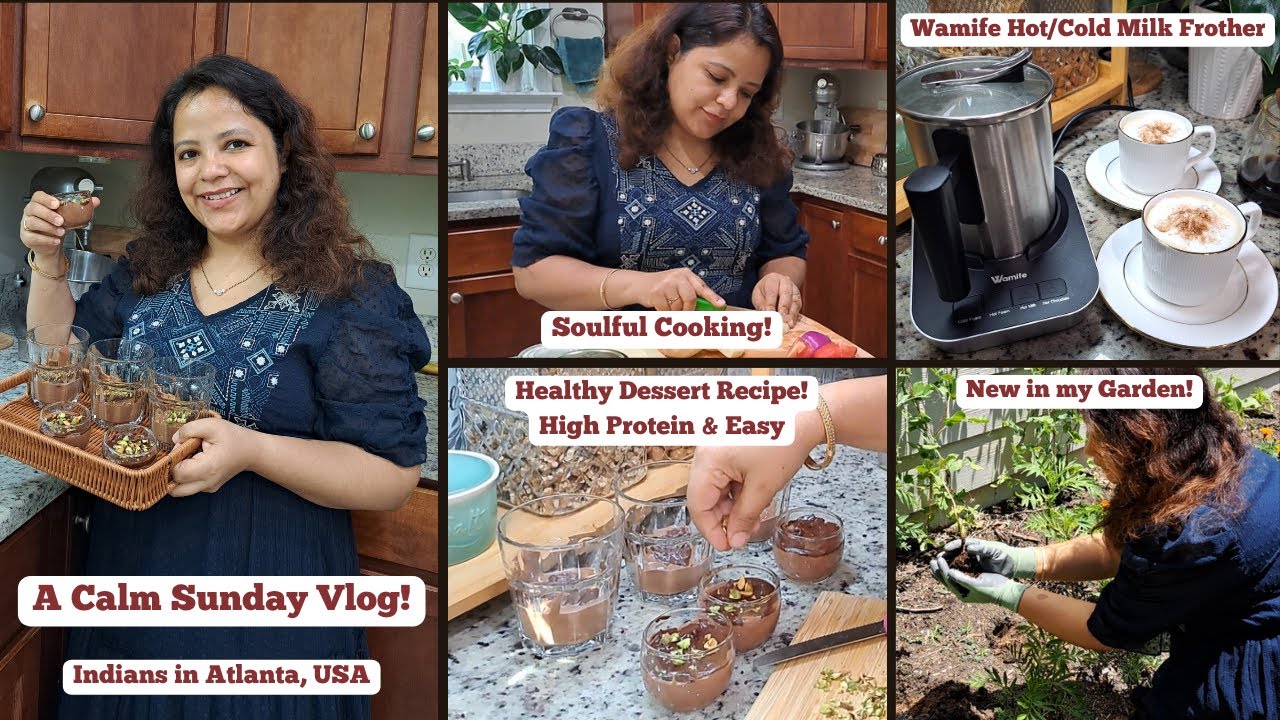 A Clam Sunday Vlog | Healthy 4 Ingredient Chocolate Mousse | My New Milk Frother | New in my Garden