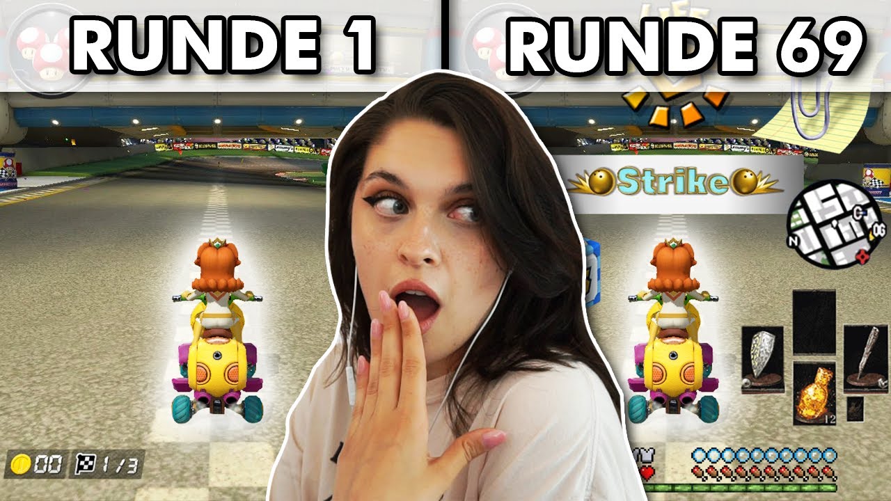 Mario Kart, aber jede Runde wird das Overlay schlimmer