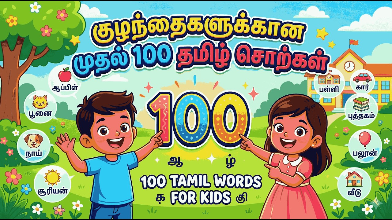 குழந்தைகளுக்கான முதல் 100 தமிழ் சொற்கள் | First 100 Tamil Words for Kids | Learn Tamil for Toddlers