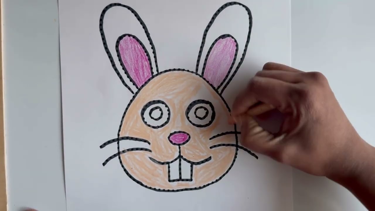 Trace Dotted Lines and Color Bunny | Tracing & Coloring Activity for Kids| Kids Craftella