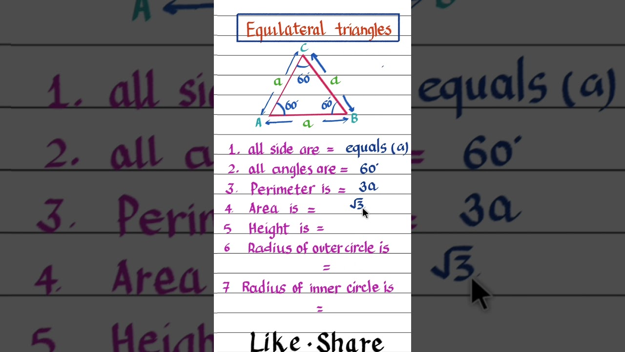 Equilateral Triangle properties #shorts #maths shorts