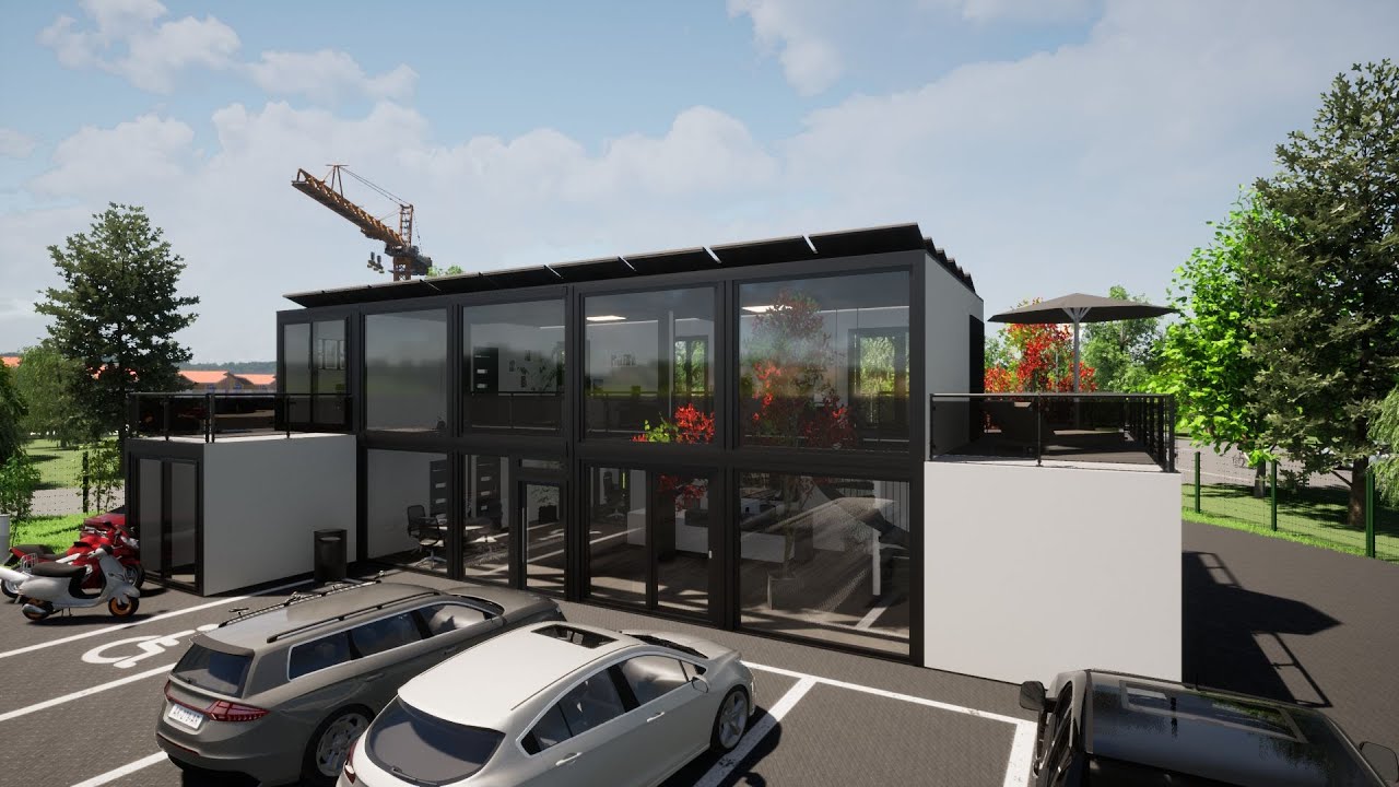 OFFICE CUBE 216-2 2G, 216m², Containerhaus, Büro, Einzelhandel, Einfamilienhaus, Modulhaus