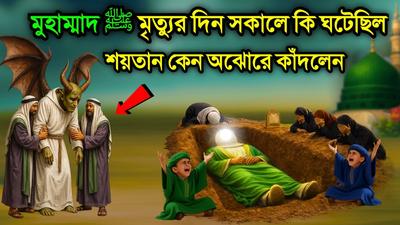 মুহাম্মাদ ﷺ এর মৃত্যুতে কি ঘটেছিল। শয়তান কেন এত কাঁদলেন। নবীজির ইন্তেকালের ঘটনা।  ইসলামিক কাহিনী।  