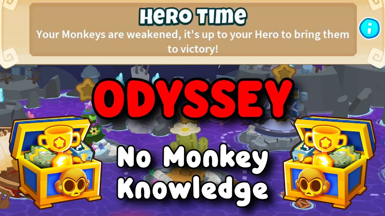 Odyssey Hard Mode | No Monkey Knowledge | BTD6 Tutorial | Hero Time