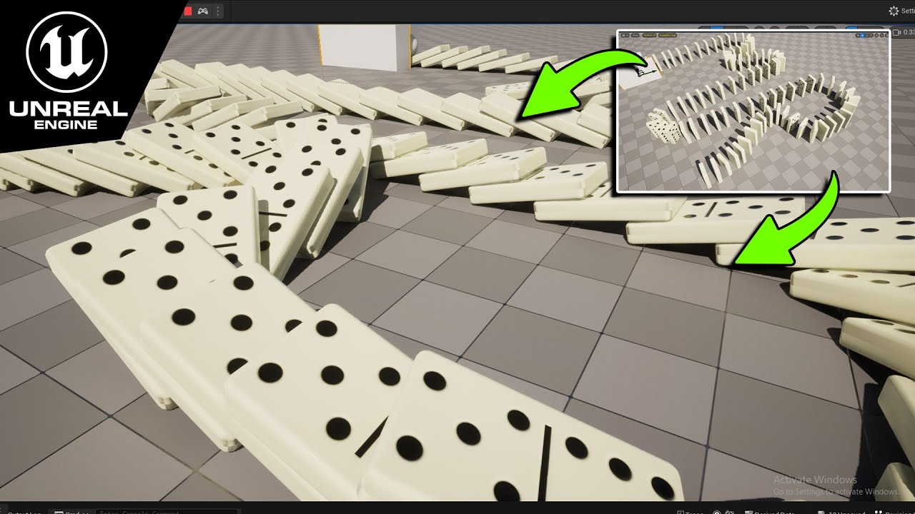 потрясающие физические симуляции на движке Unreal Engine, домино в UE5