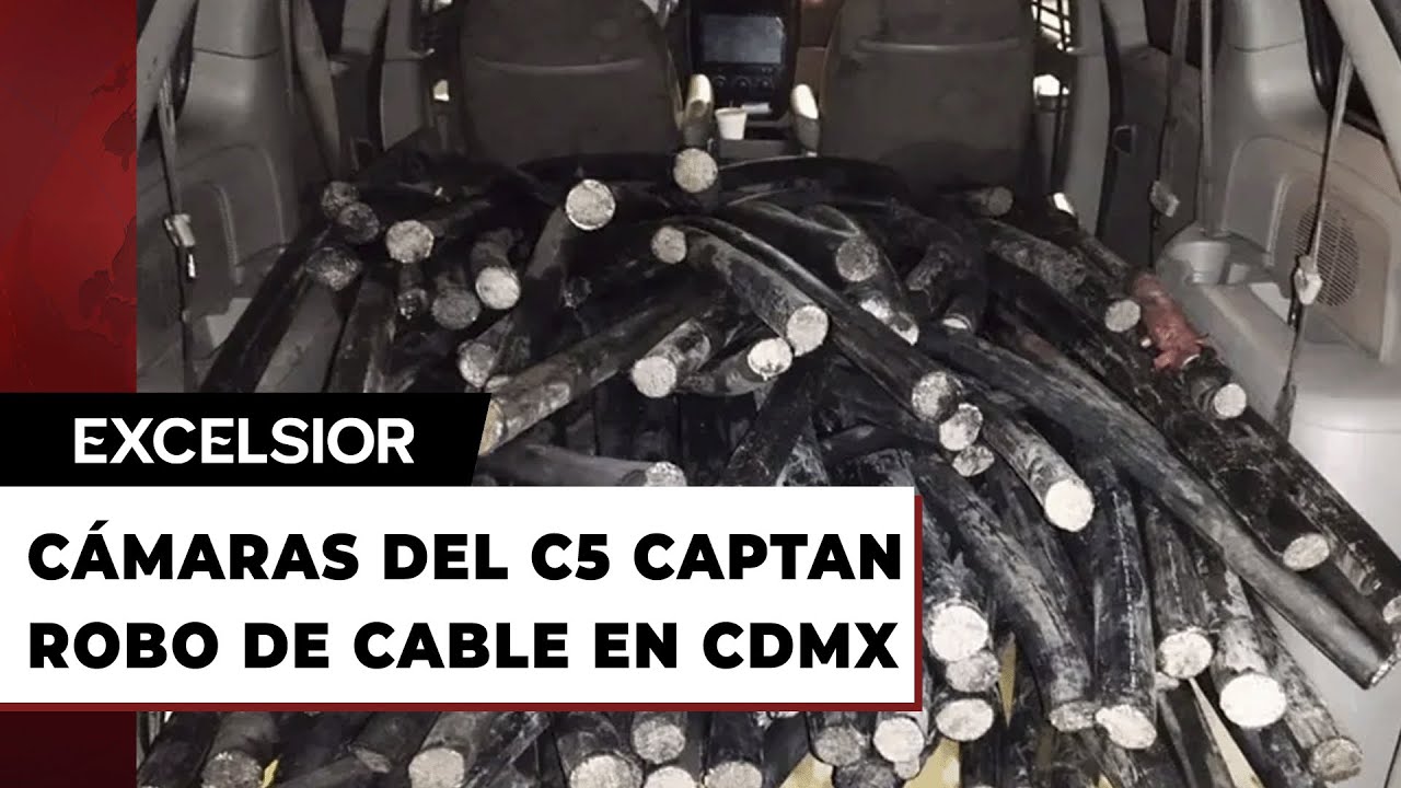 Cámara del C5 CDMX los capta robando 200 kilos de cable de un registro