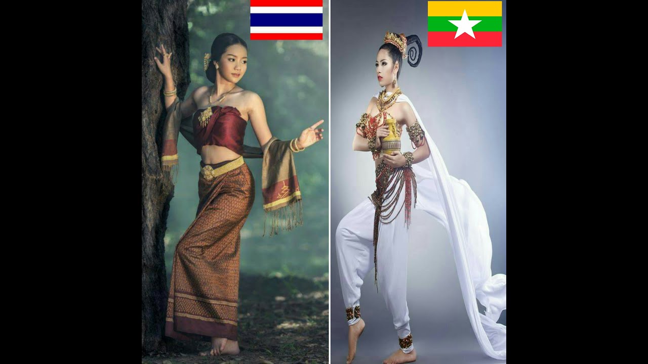 Thailand Vs Myanmar Traditional Costume  comperison🇹🇭❤🇲🇲