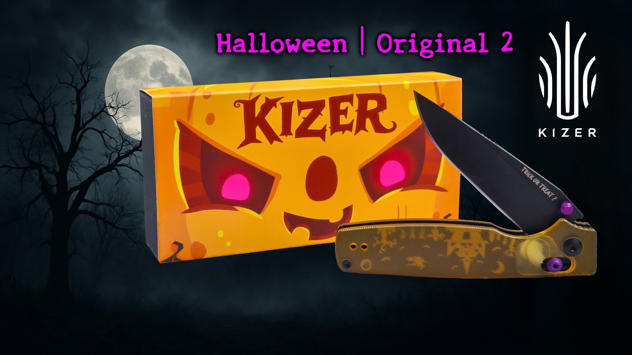 KIZER Original 2 🟠 Halloween แบรนด์ดัง ราคาโดน ใบมีด 14C28N, ด้าม PEI งานผลิตดีมาก