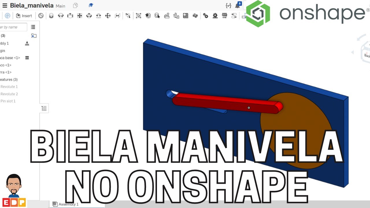 TUTORIAL ONSHAPE EM PORTUGUÊS COMO DESENHAR E MONTAR UM MECANISMO BIELA MANIVELA