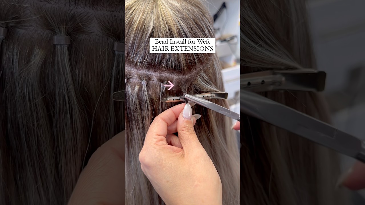 How to install silicone beads for hybrid weft hair extensions #hairextensions