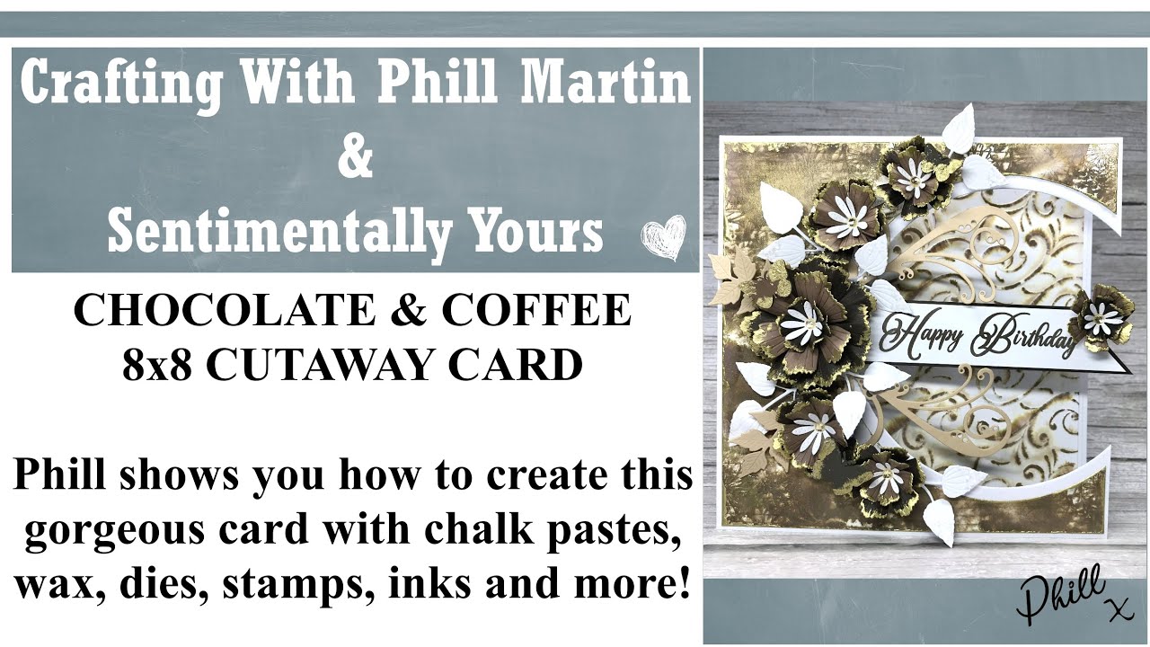 Chocolate Bliss & Coffee Bean Florals 8x8 'Cut Away' Card