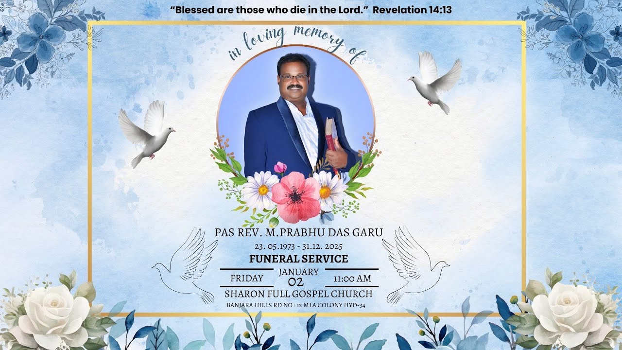 Funeral Service | Pastor| Rev M. Prabhu Das ( Garu ) | Sharon Full Gospel Church | 02-01-2026