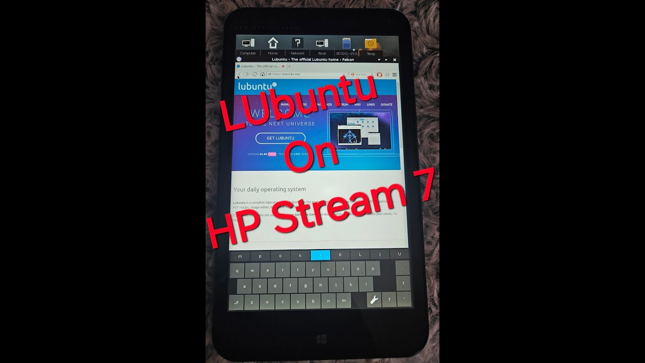 Lubuntu running in a HP Stream 7 tablet