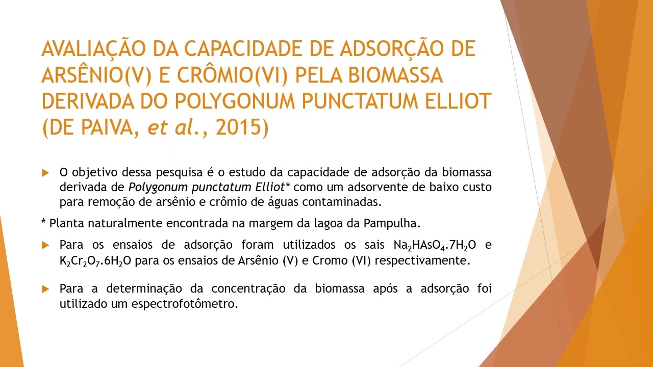 Semin&aacute;rio - Biomassa como material Adsorvente