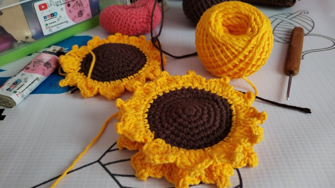 Monedero girasol tejido a crochet paso a paso para principiantes