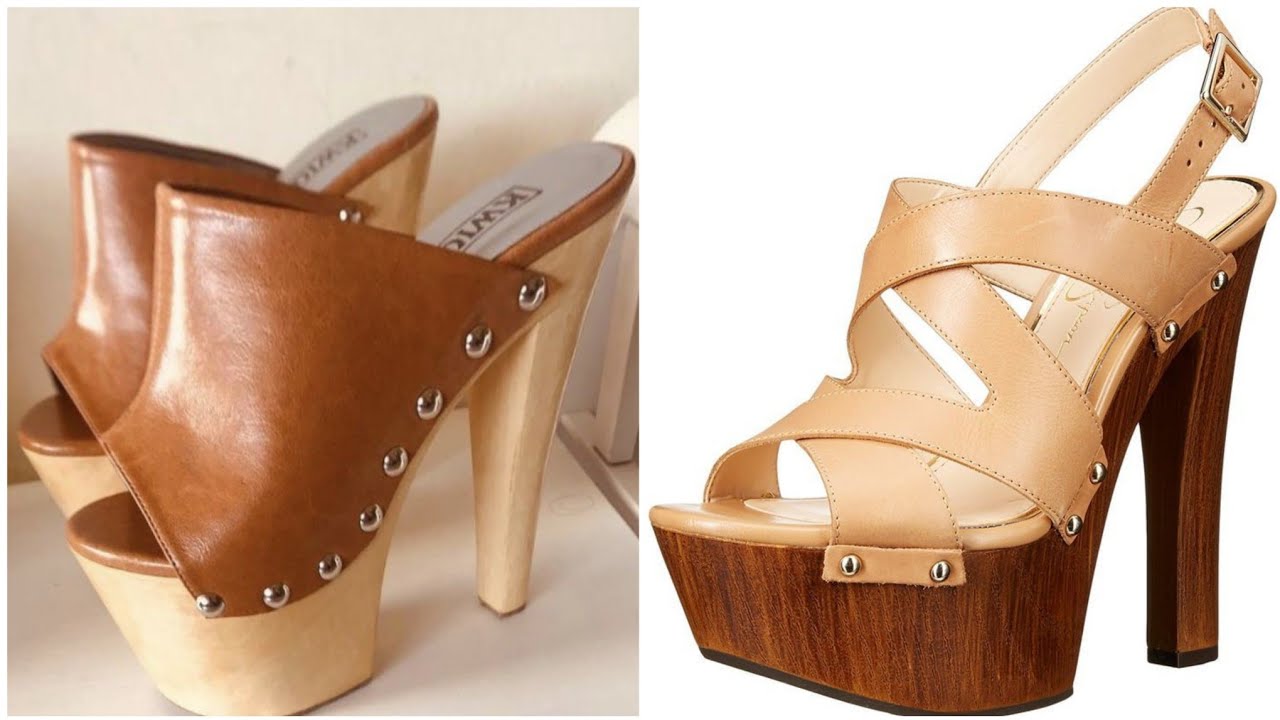 latest fashion ideas for ladies of wooden heel sandlas design