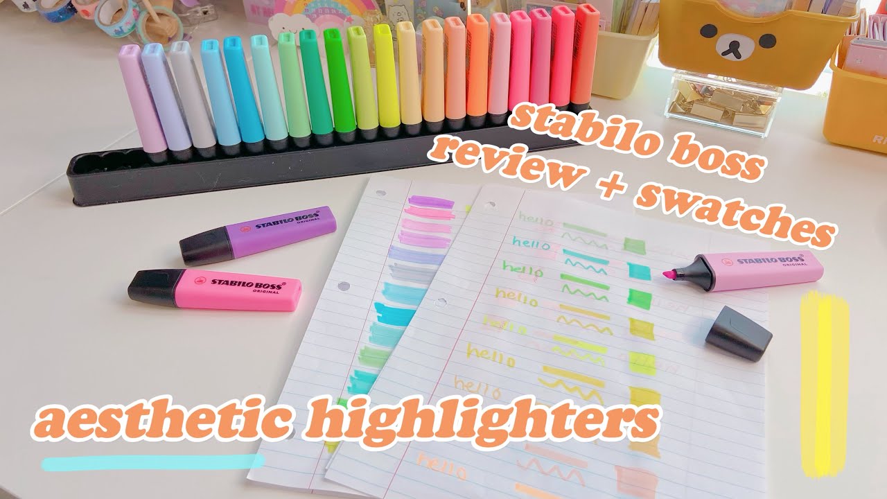 🖊💜 Stabilo boss highlighters review + swatches | full set 23 colors #stabiloboss #stationery