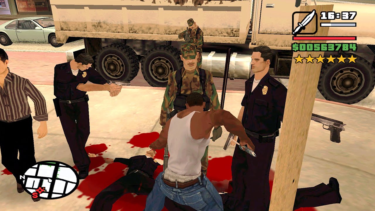 ⭐⭐⭐⭐⭐⭐SIX STARS WANTED LEVEL RAMPAGE WITH MINIGUN | 6 STAR WANTED LEVEL ESCAPE IN GTA SAN ANDREAS