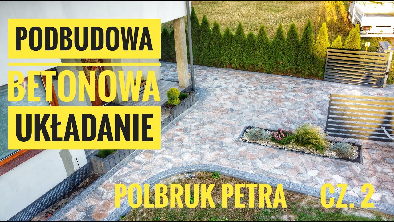 Wjazd z kamienia - układanie kostki Petra łuki z obrzeży - podbudowa betonowa cz. 2 #brukarz #paving