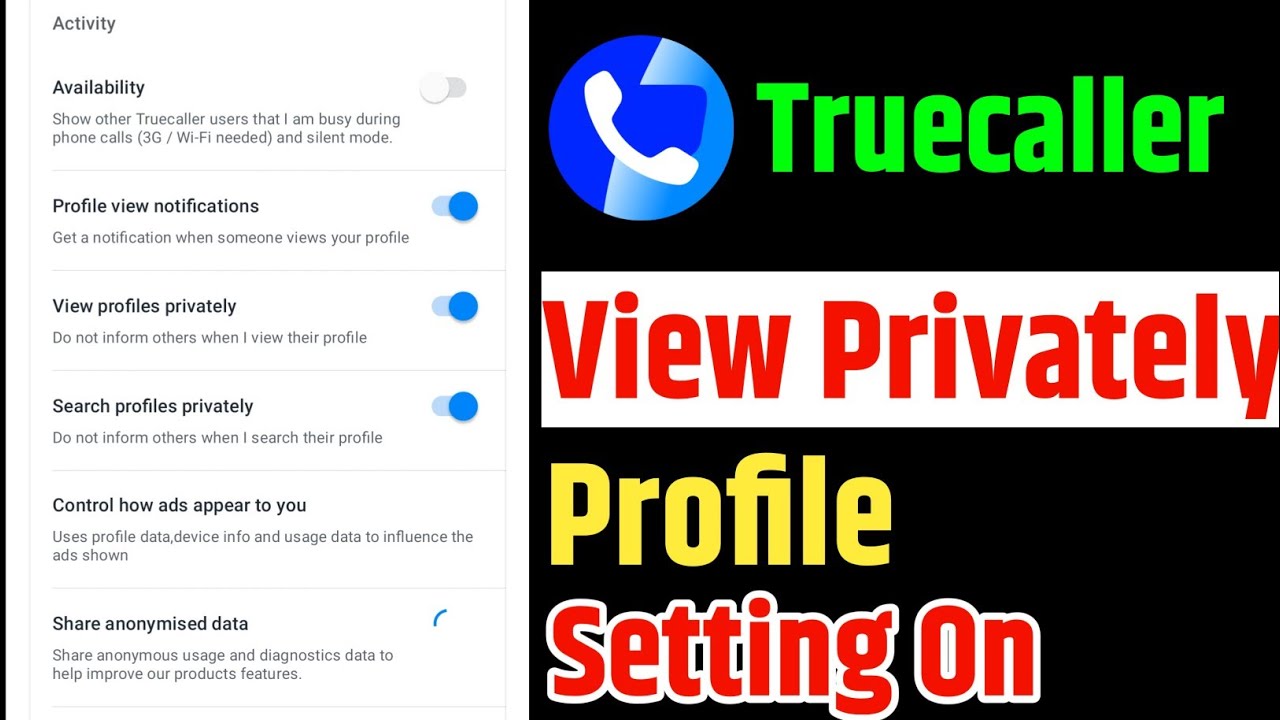 Truecaller View Profile Privately Setting Enable | Search Privately Profile Setting Enable