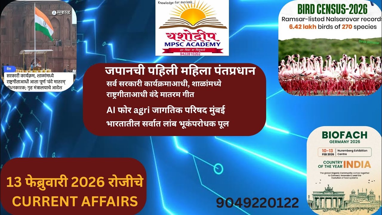 13 फेब्रुवारी 2026 चे Cu Affairs | By Sunil Sir | YMA PARBHANI | #dailycurrentaffairs #mpsc