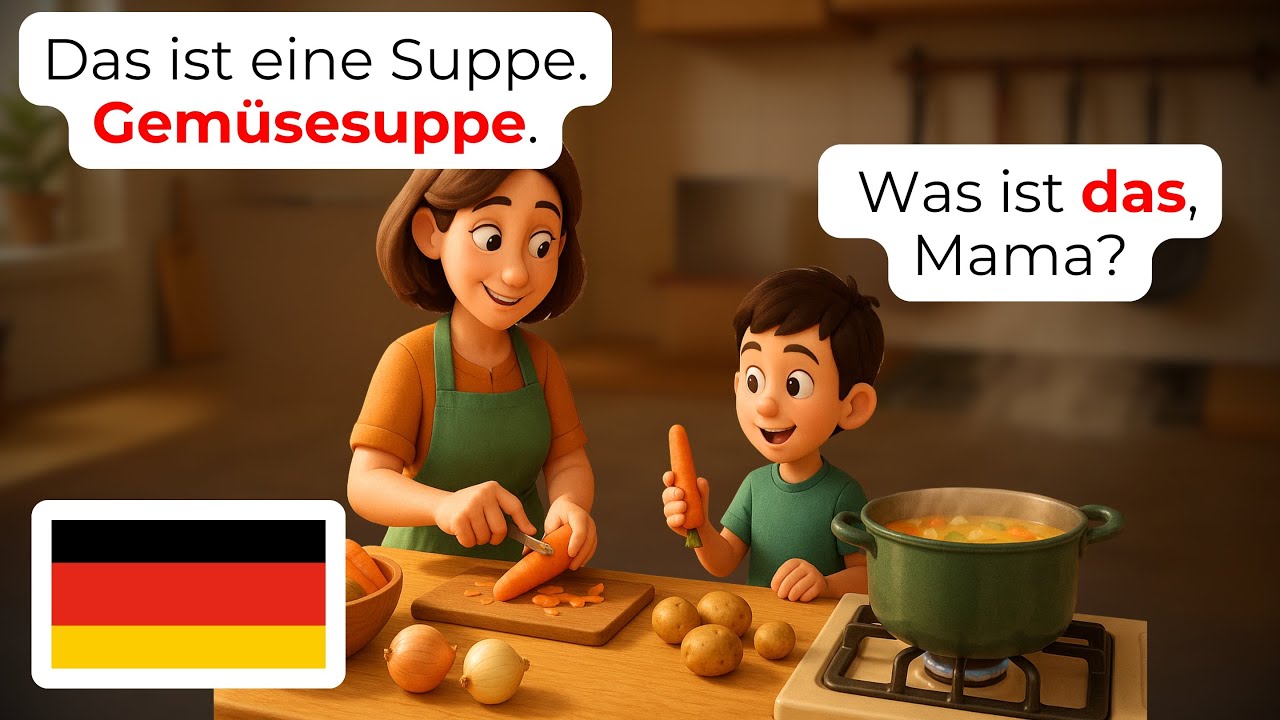 🇩🇪 German Cooking with Mom: 15 Kitchen Dialogues | A1-A2 | Learn German
