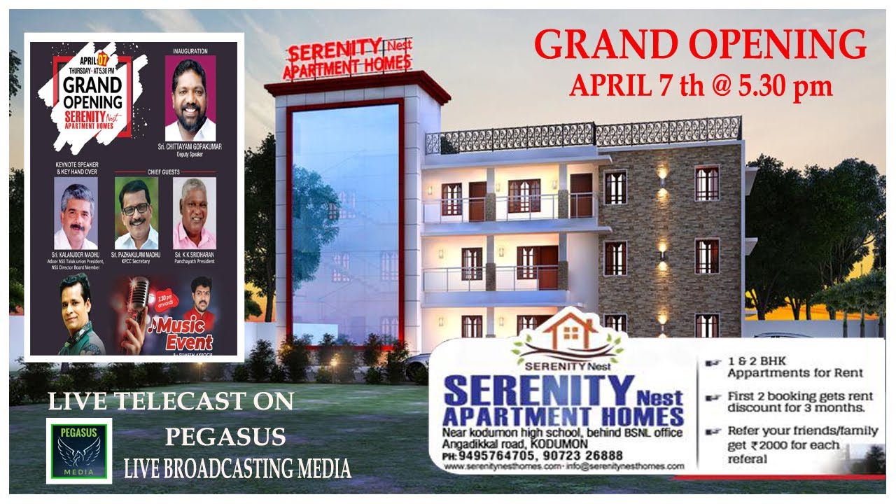 GRAND OPENING OF SERENITY Nest APARTMENT HOMES- KODUMON