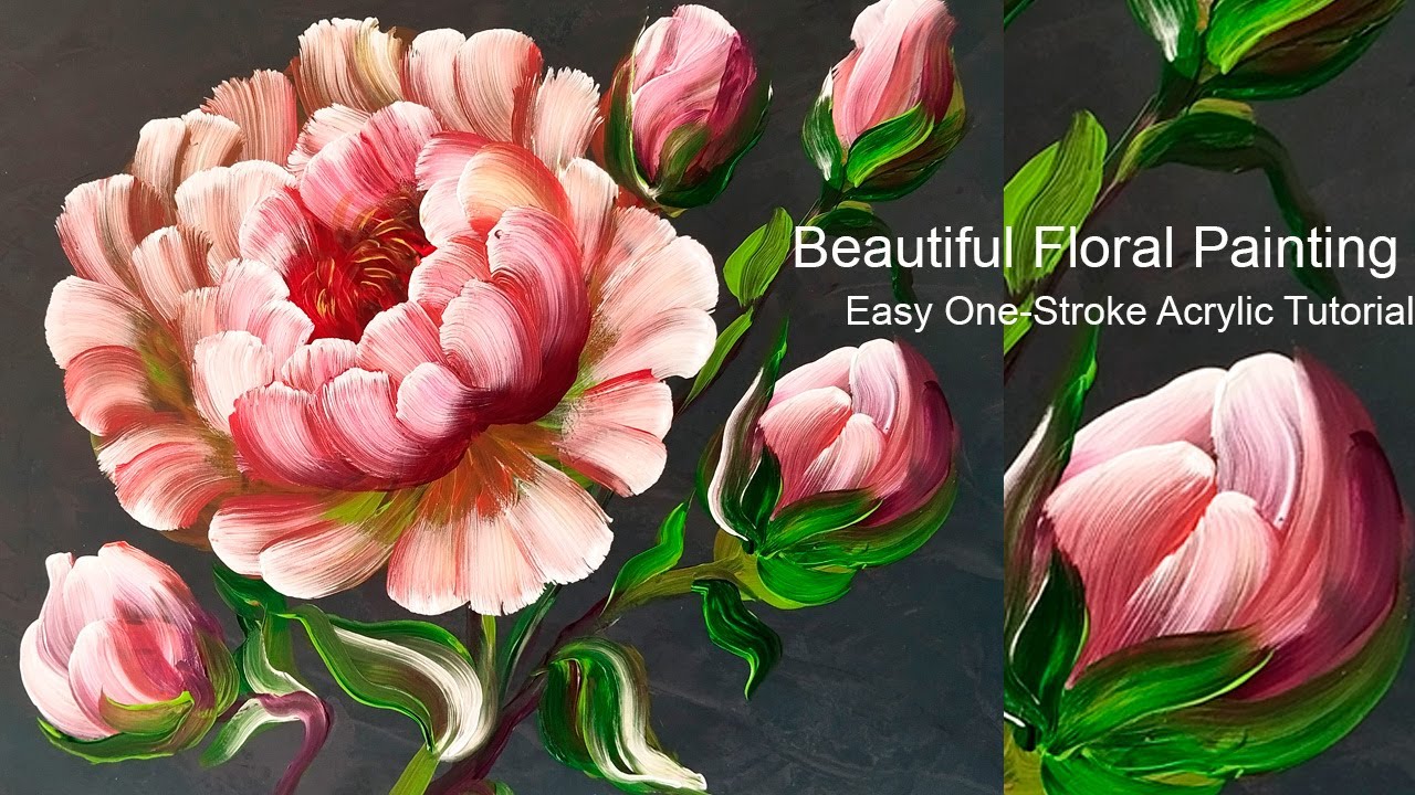 Beautiful Floral Painting | Easy One-Stroke Acrylic Tutorial
