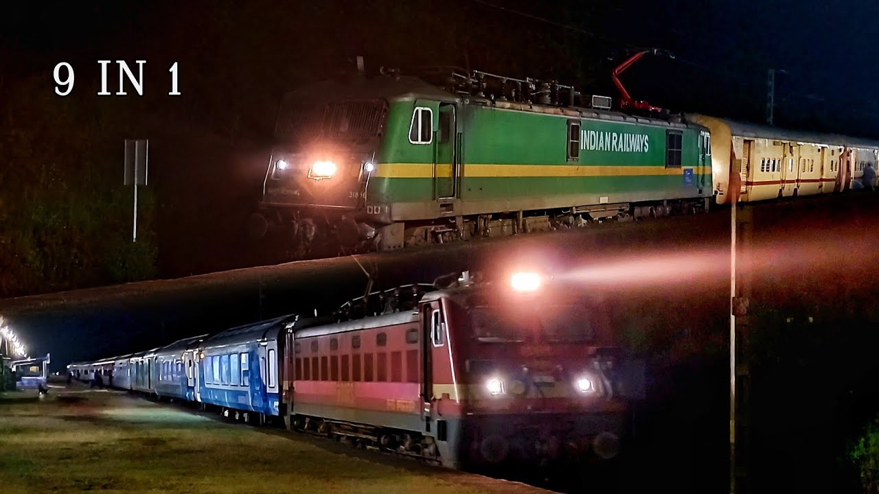 Night Train Spotting: 9 Incredible Trains Back to Back Action at Mookambika Road Byndoor