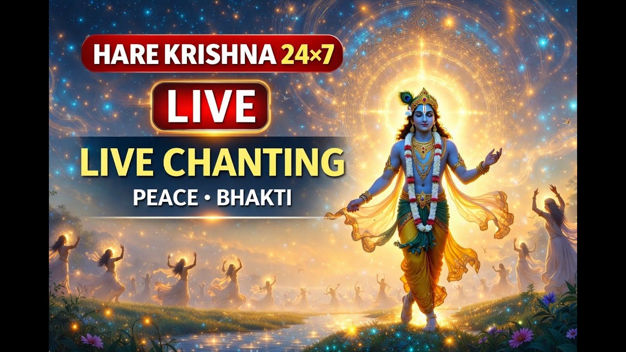 Hare Krishna Mantra 24×7 LIVE | Calm Mind • Deep Devotion • Krishna Bhakti