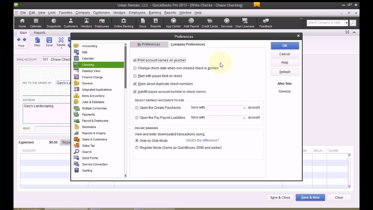 Check Writing Preferences - Detailed QuickBooks Tutorial