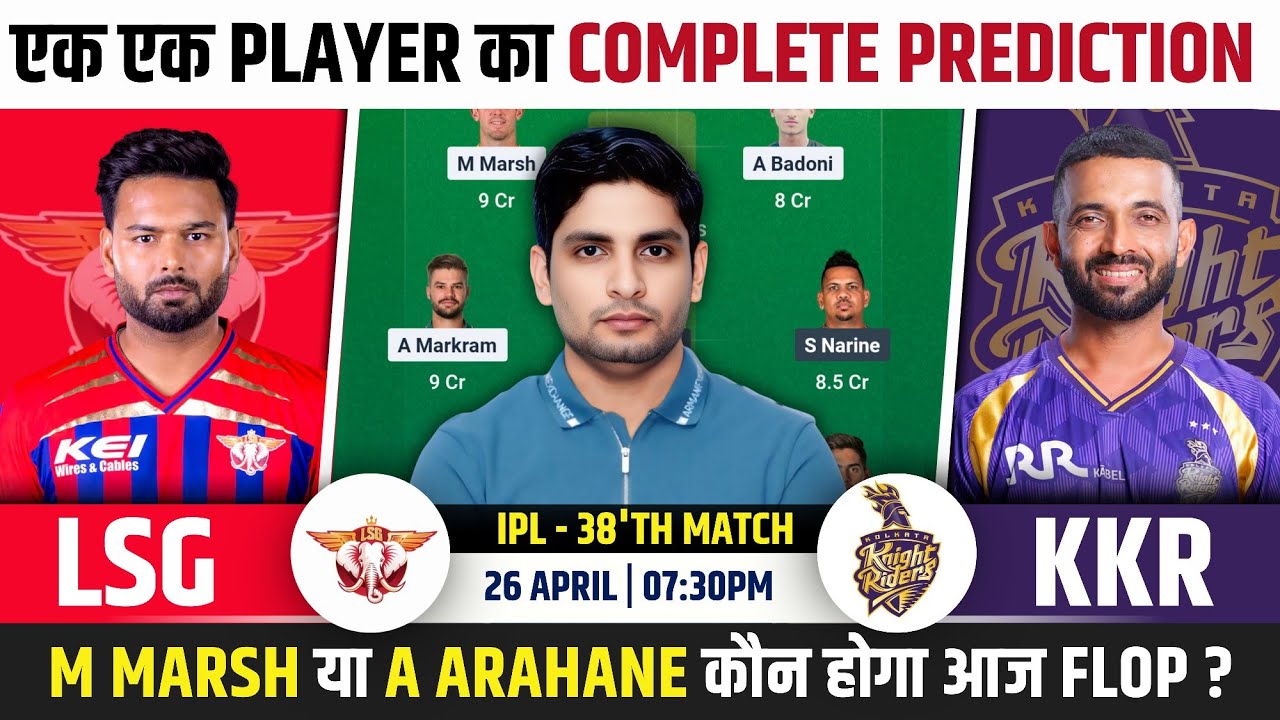 LSG vs KKR Dream Team, LSG vs KKR IPL 2026 Match Prediction, LSG vs KKR IPL 2026 Match Dream Team