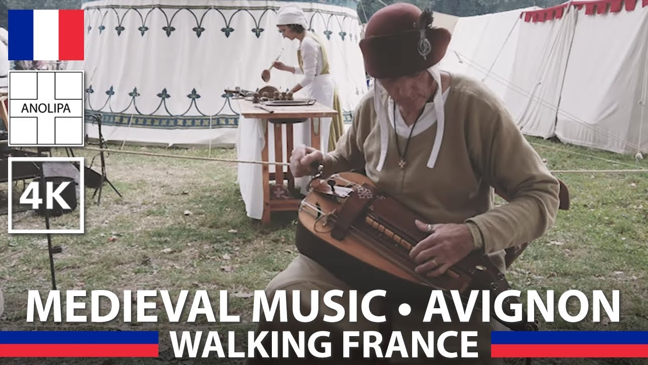 Medieval Music in AVIGNON 🇫🇷 Festival Medieval ROSE D'OR [Walking France] 4K 60fps Musique Medievale