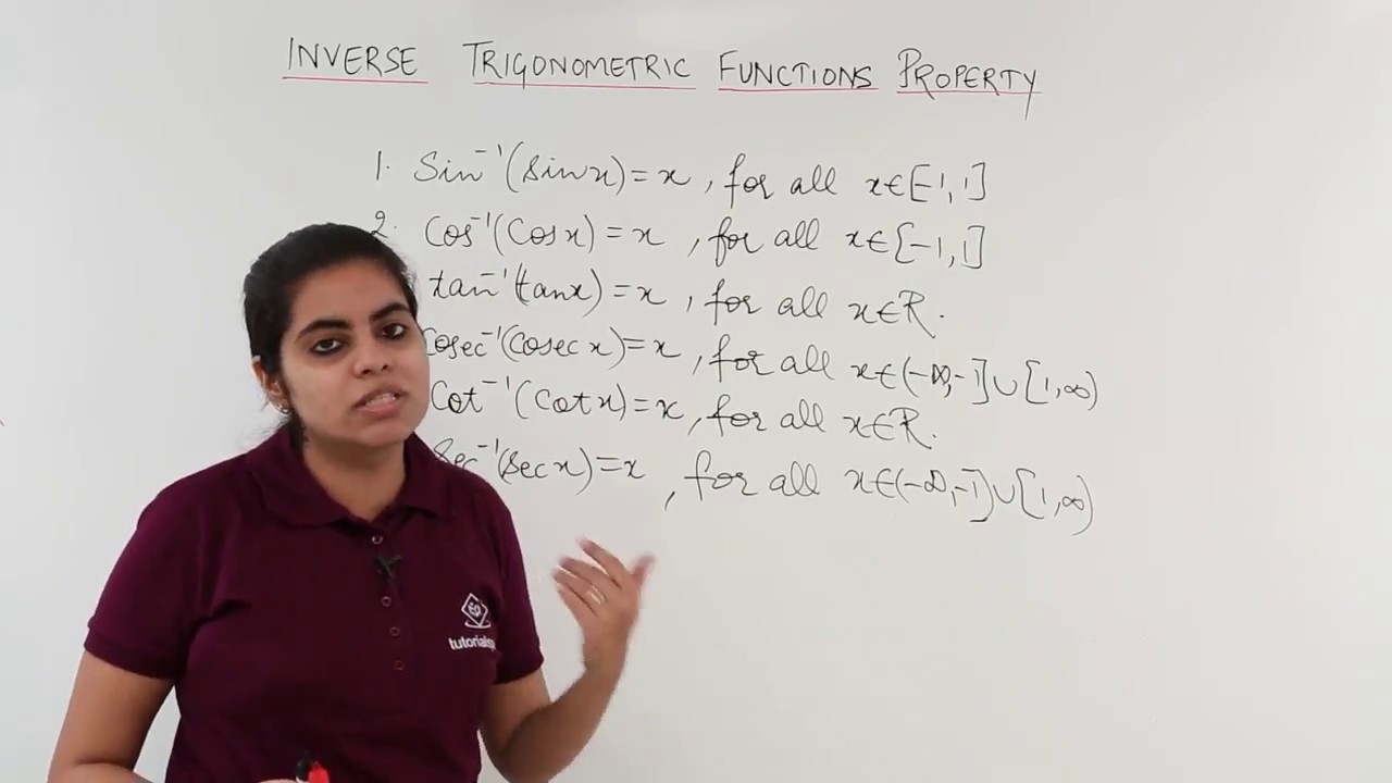 Class 12th &ndash; Inverse trigonometric Function Property | Trigonometric Function | Tutorials Point