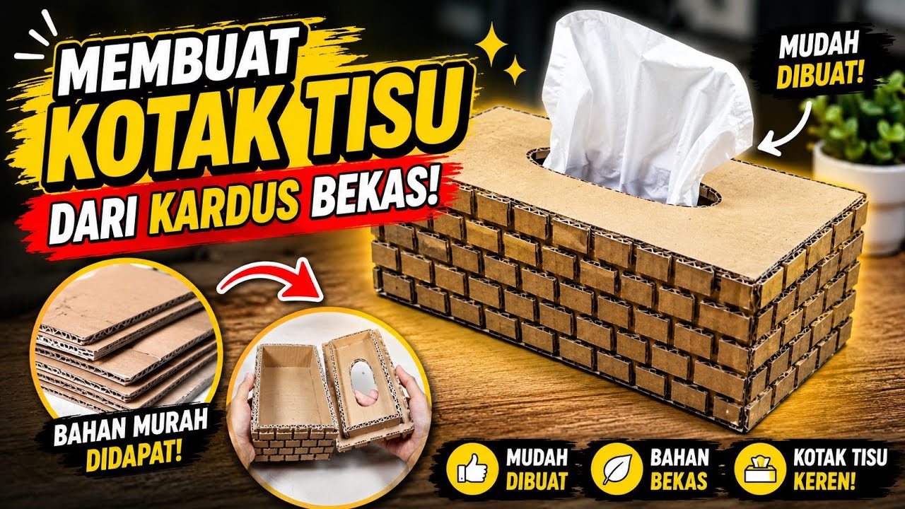 Membuat Kotak Tisu dari Kardus || DIY How to make Tissue Box