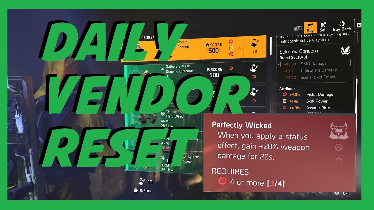 DZ East Thieves Den Vendor Reset | The Division 2 | Thieves Den Vendor | Nov. 12th 2019