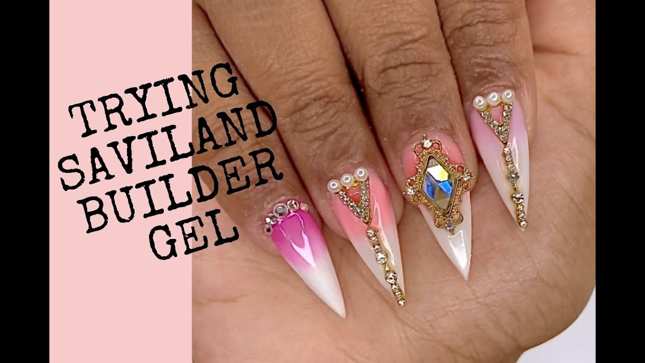 TRYING SAVILAND BUILDER GEL| OMBRE BLING NAILS| ASMR NAIL TUTORIAL