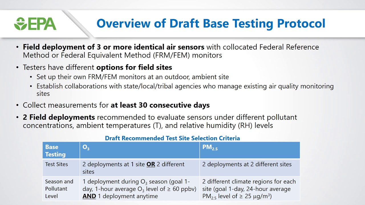U.S. EPA Work on Developing Sensor Performance Testing Protocols & Targets for Ozone & PM2.5 AQM