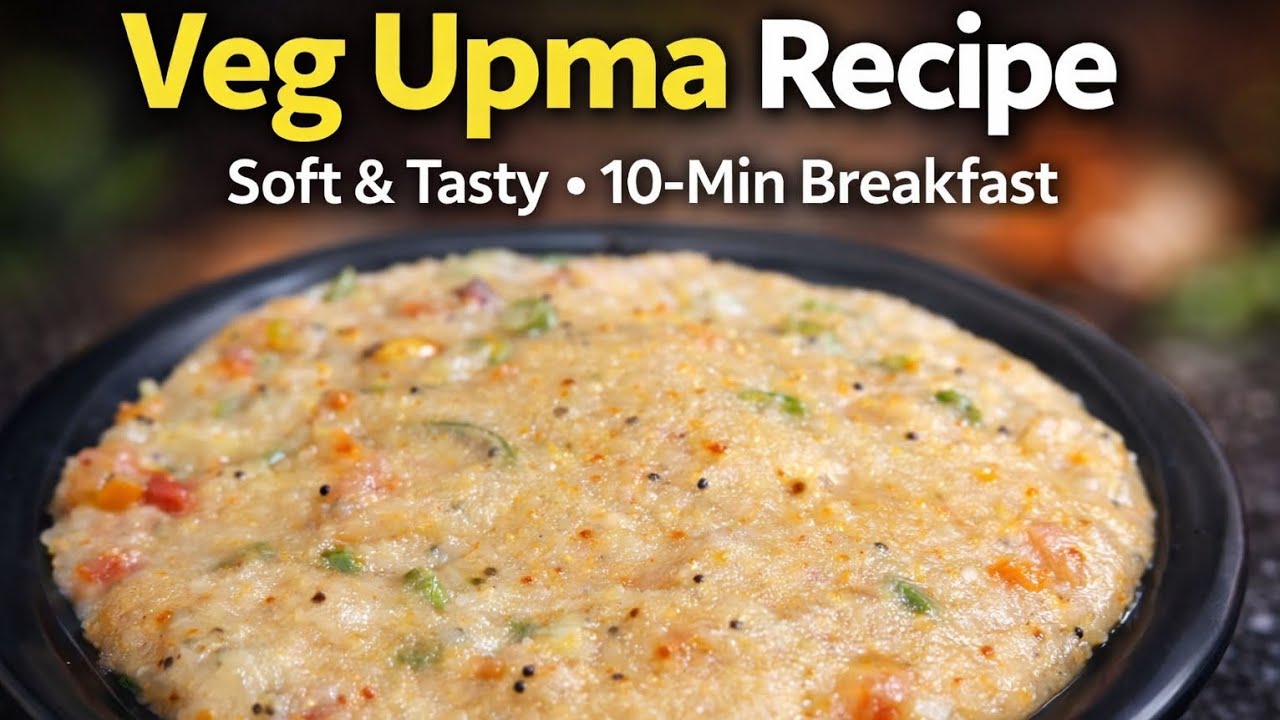 Breakfast ke liye Perfect Veg Upma | Soft & Fluffy Upma Recipe | Easy Tiffin Recipe