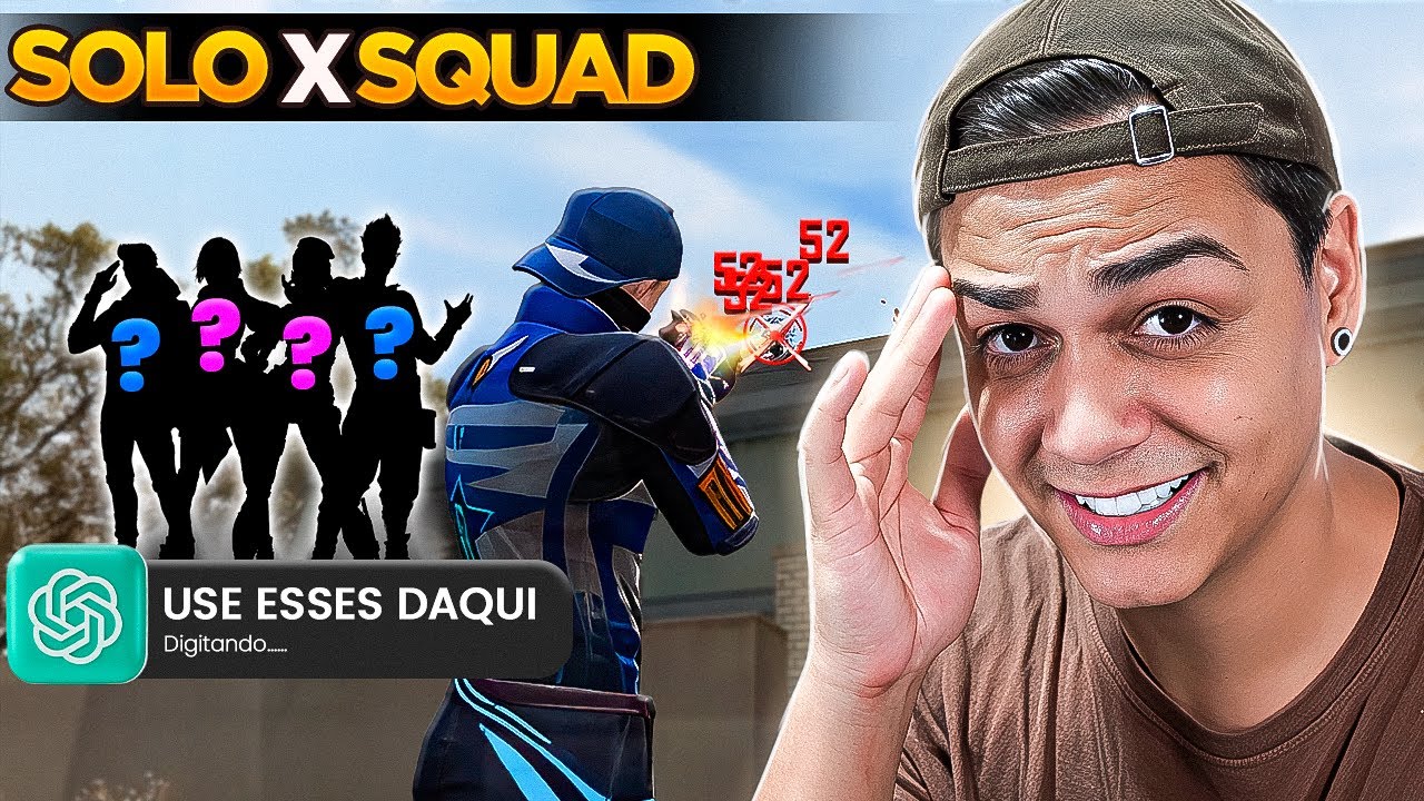 A I.A ESCOLHE MEUS PERSONAGENS NESSE DESAFIO SOLO VS SQUAD!! FREE FIRE MOBILE