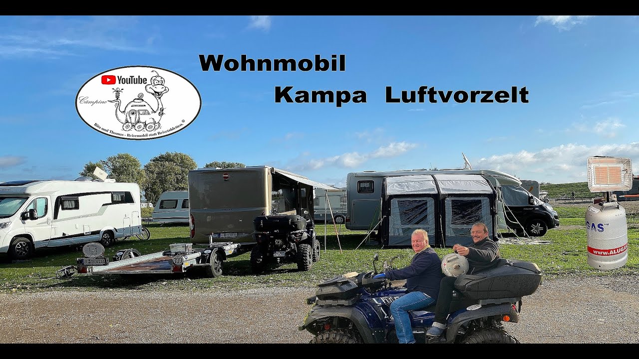 Aufbau eines Kampa- Luftzeltes, mit der Kamera dabei