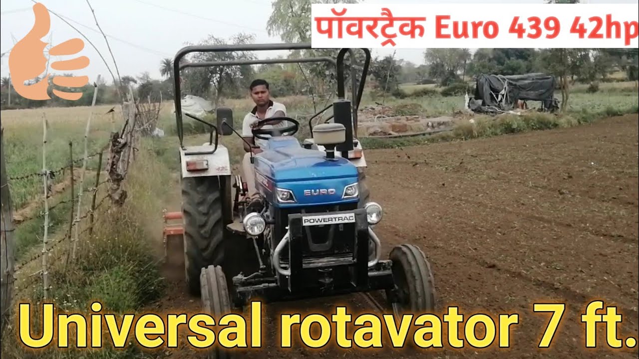Powertrack Euro 439 42 hp + rotavator 7 ft. तबाही❤️ धरती फाड़ दी
