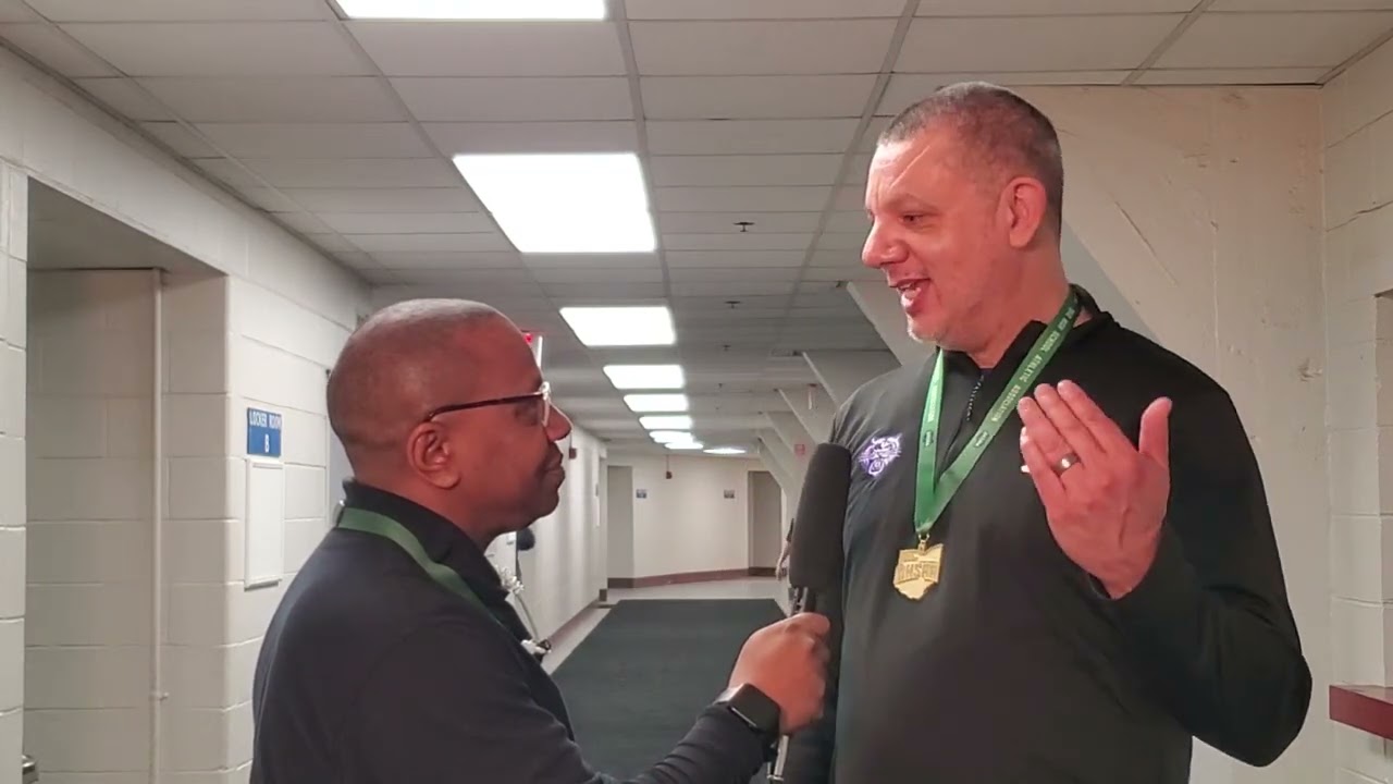 Talking to Pickerington HC Johnathan Hedgepeth after team performance in Div. I Regional Final