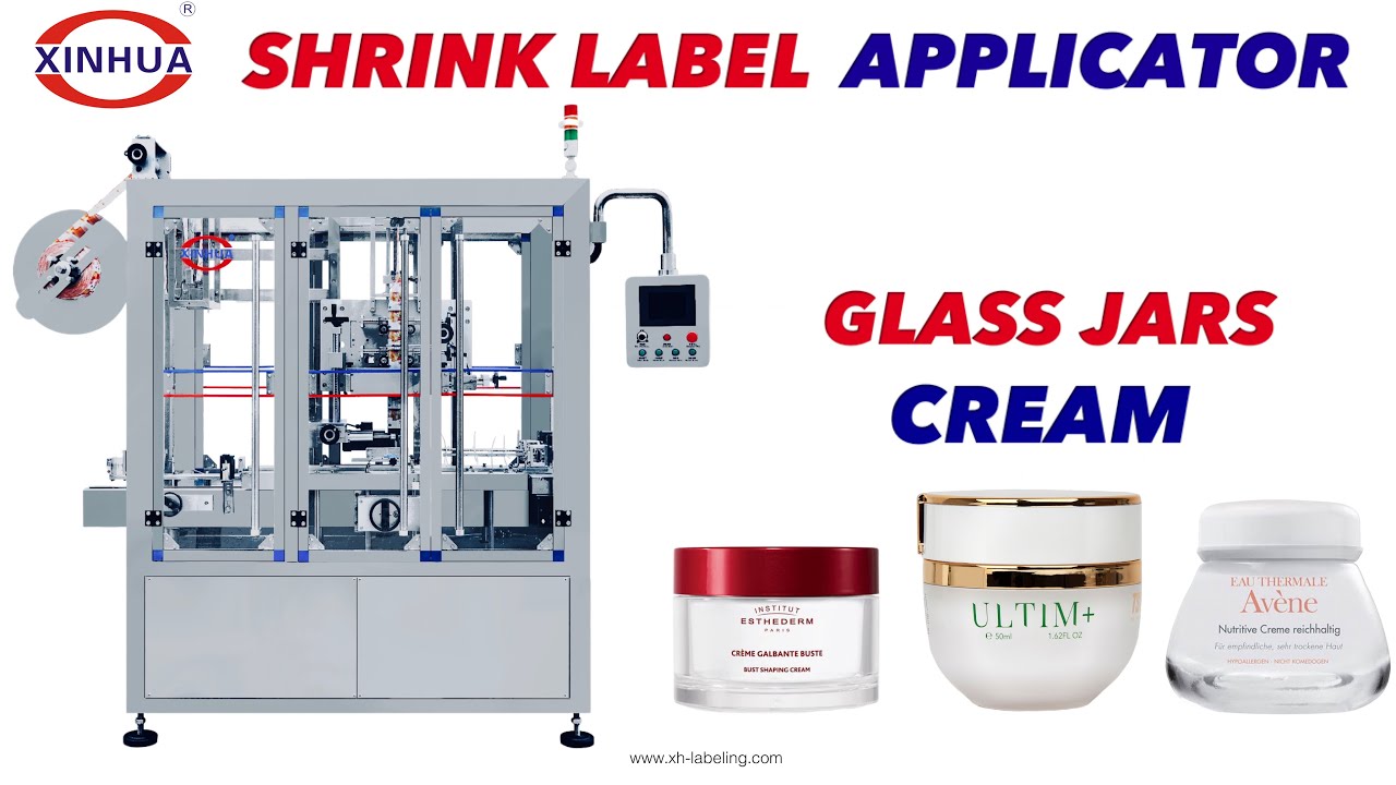 Cream Glass Jars Shrink Sleeve Label Applicator and Steam Shrink Tunnel